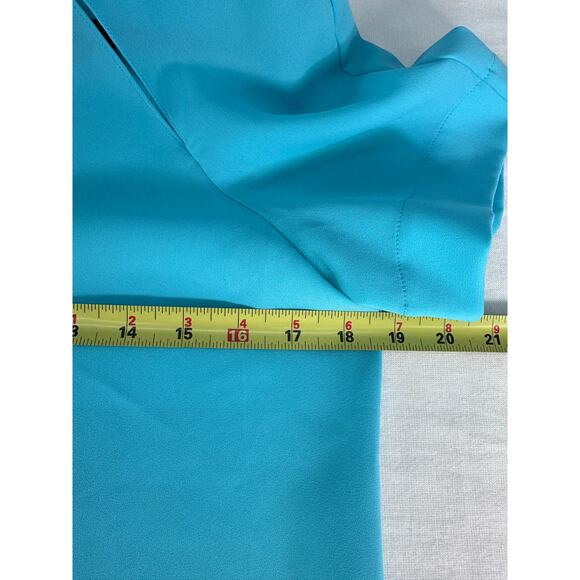 Tibi Women's sz 4 Blue Flowy Blouse Cut Out Workwear Classy Modest Dressy Casual - Picture 5 of 7